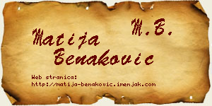 Matija Benaković vizit kartica